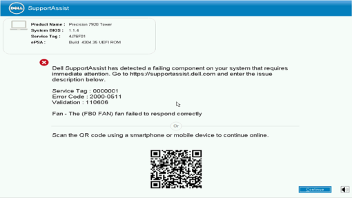 Error code 2000 0511 dell как исправить